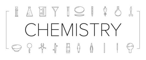 chemical glassware laboratory icons set vector