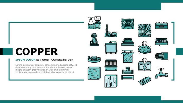 copper metal production steel landing header vector