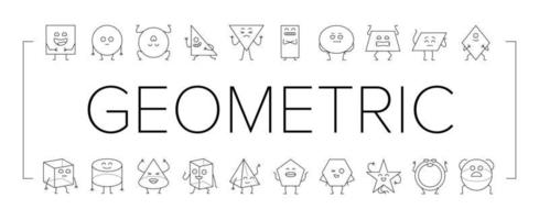 geometric shape character icons set vector