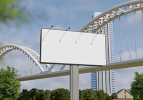 3D mockup blank billboard in downtown rendering photo