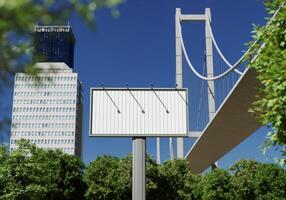 3D mockup blank flip billboard in downtown rendering photo