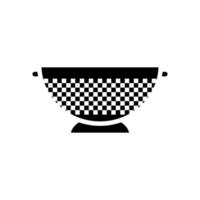 stainless steel colander kitchen cookware glyph icon vector illustration