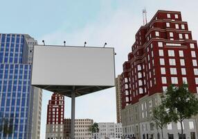 3D mockup blank billboard in downtown rendering photo