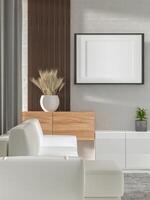 3D illustration Mockup photo frame in living room rendering