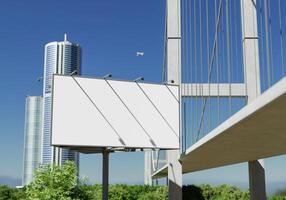 3D mockup blank billboard in downtown rendering photo