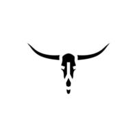 Longhorn cráneo cuerno animal glifo icono vector ilustración