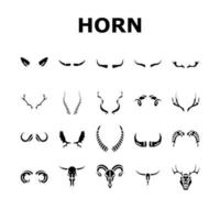 horn animal wildlife nature icons set vector