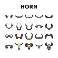 horn animal wildlife nature icons set vector