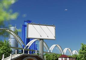 3D mockup blank flip billboard in downtown rendering photo