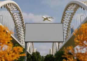 3D mockup blank billboard in downtown rendering photo