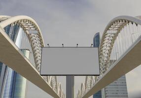 3D mockup blank billboard in downtown rendering photo