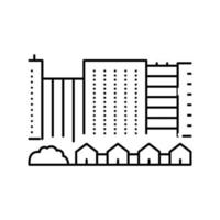 ciudad, edificios de la ciudad, y, casas, línea, icono, vector, ilustración vector