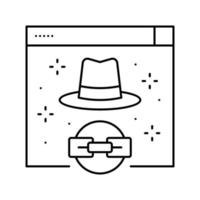 blanco sombrero enlace línea icono vector ilustración