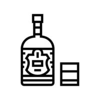 Ron bebida botella línea icono vector ilustración