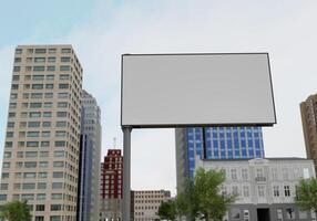 3D mockup blank billboard in downtown rendering photo
