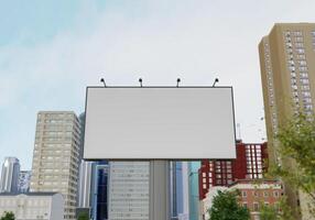 3D mockup blank billboard in downtown rendering photo