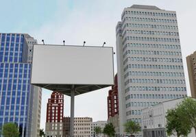 3D mockup blank billboard in downtown rendering photo