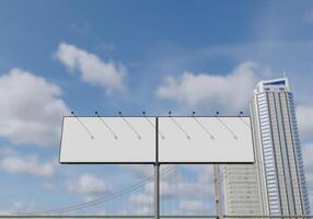 3D mockup blank billboard in downtown rendering photo