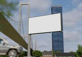 3D mockup blank billboard in downtown rendering photo