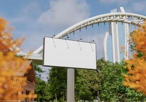 3D mockup blank billboard in downtown rendering photo