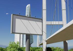 3D mockup blank flip billboard in downtown rendering photo