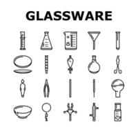 chemical glassware laboratory icons set vector