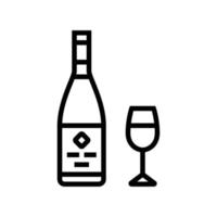 vino bebida botella línea icono vector ilustración