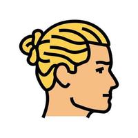 man bun hairstyle male color icon vector illustration