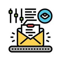 fully managed email marketing color icon vector illustration
