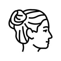 double buns hairstyle female line icon vector illustration