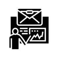 estrategia revisión correo electrónico márketing glifo icono vector ilustración