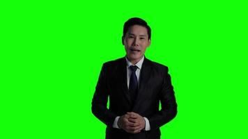 Geschäftsmann auf isolieren Grün Bildschirm Hintergrund oder Chroma Taste. video