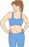 contento mujer en ropa de deporte espectáculo bueno forma png