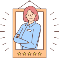 Smiling female employee as worker of month png