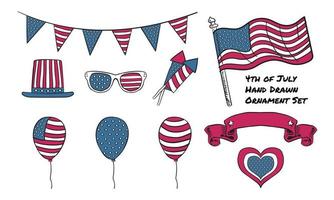 Hand Drawn Graphic Element Vector of Independence Day 4th of July USA