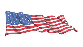 US Flag in Hand Drawn Style Isolated in White Background Concept vector