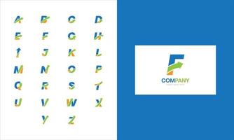 Full Alphabet Initial Logo Colorful Combined with Arrow Element for Company Branding vector