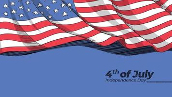 Hand Drawn US Flag on Blue Background for 4th of July Celebration Concept vector