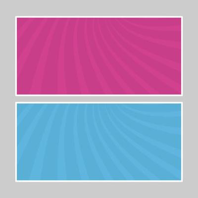 Set of multi colored pop art banners. Halftone comic template with place for your text for design. Vector illustration