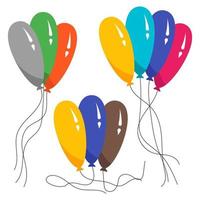 Bunches of several colour helium balloons. Vector illustration