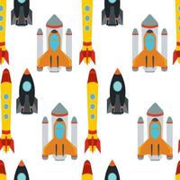 Seamless pattern with space rocket. Vector illustration.