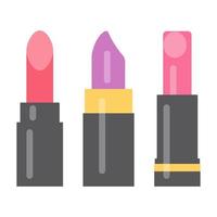 Set of three bright lipsticks. Vector illustration.