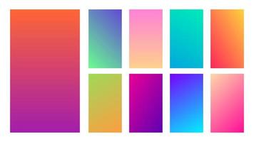 Set of nine colorful gradient backgrounds. Collection of gradients for smartphones screen and mobile apps. Vector illustration.