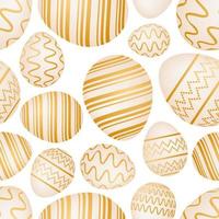 Seamless pattern with golden Easter eggs. Vector illustration