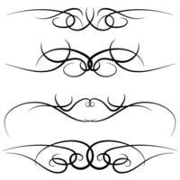 Set of vintage decorative curls, swirls, monograms and calligraphic borders. Line drawing design elements in black color on white background. Vector illustration.