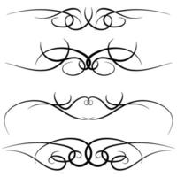 Set of vintage decorative curls, swirls, monograms and calligraphic borders. Line drawing design elements in black color on white background. Vector illustration.