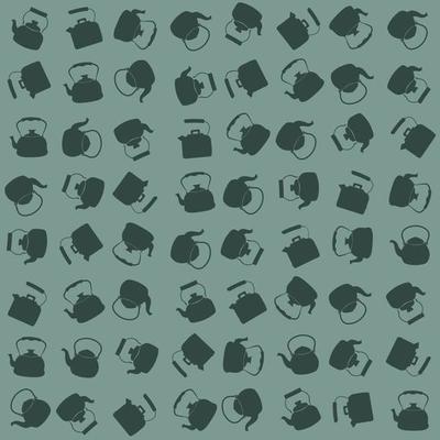 Seamless Colorful Pattern with Kettle. Vector background with different teapots. Endless kitchen texture.
