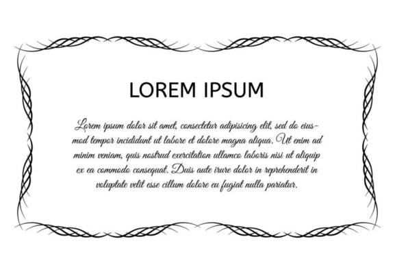 Decorative vintage horizontal frame with the place for your text in center. Vintage ornament greeting card template. Vector illustration.