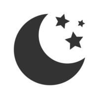 Moon with stars Icon. Dark weather icon on white background. Vector illustration.