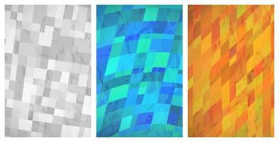 Abstract background with colorful rectangles. Set of three beautiful futuristic dynamic geometric stories banner design pattern. Vector illustration